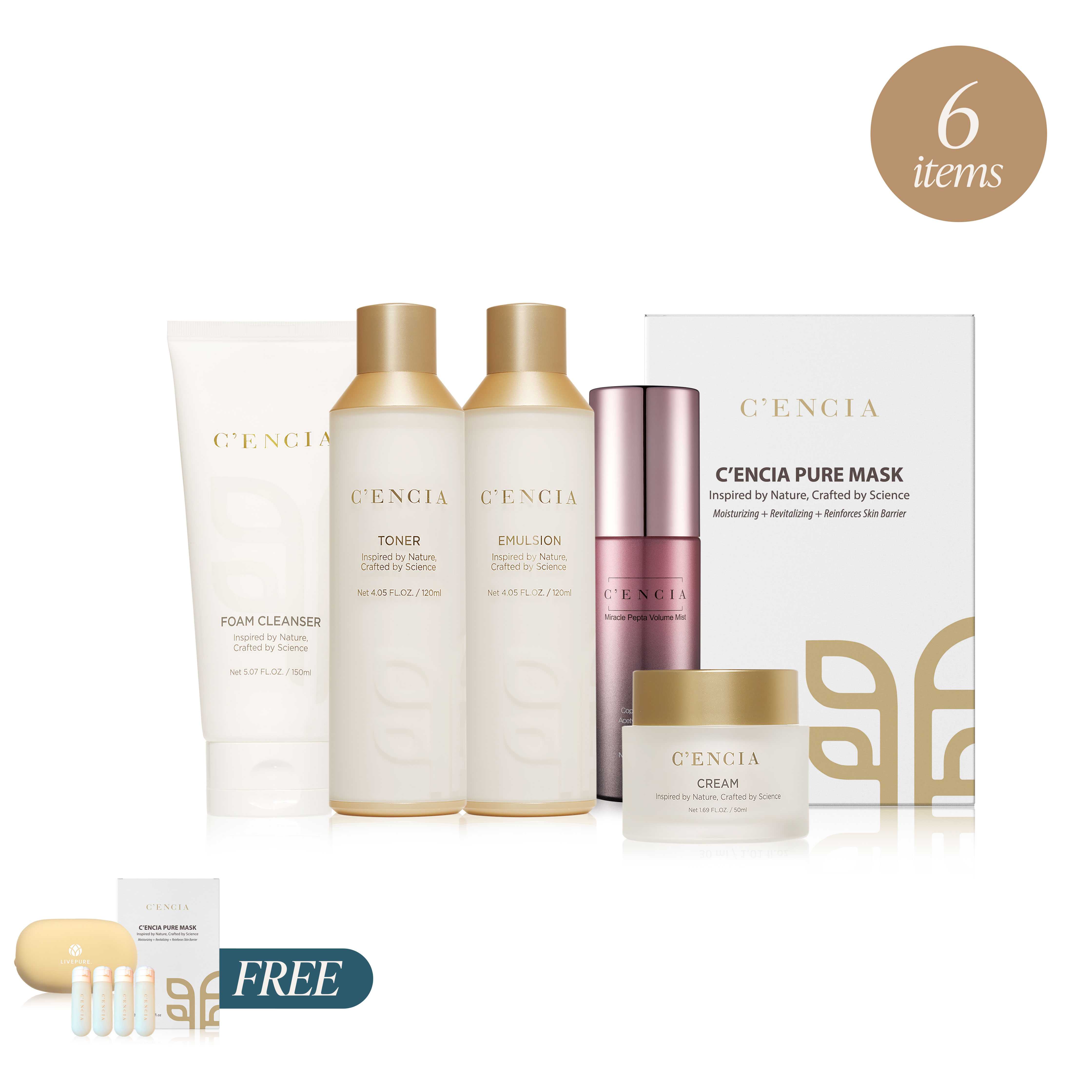 C'encia Complete Set. Skincare pack with free items with purchase promo. livepure.com