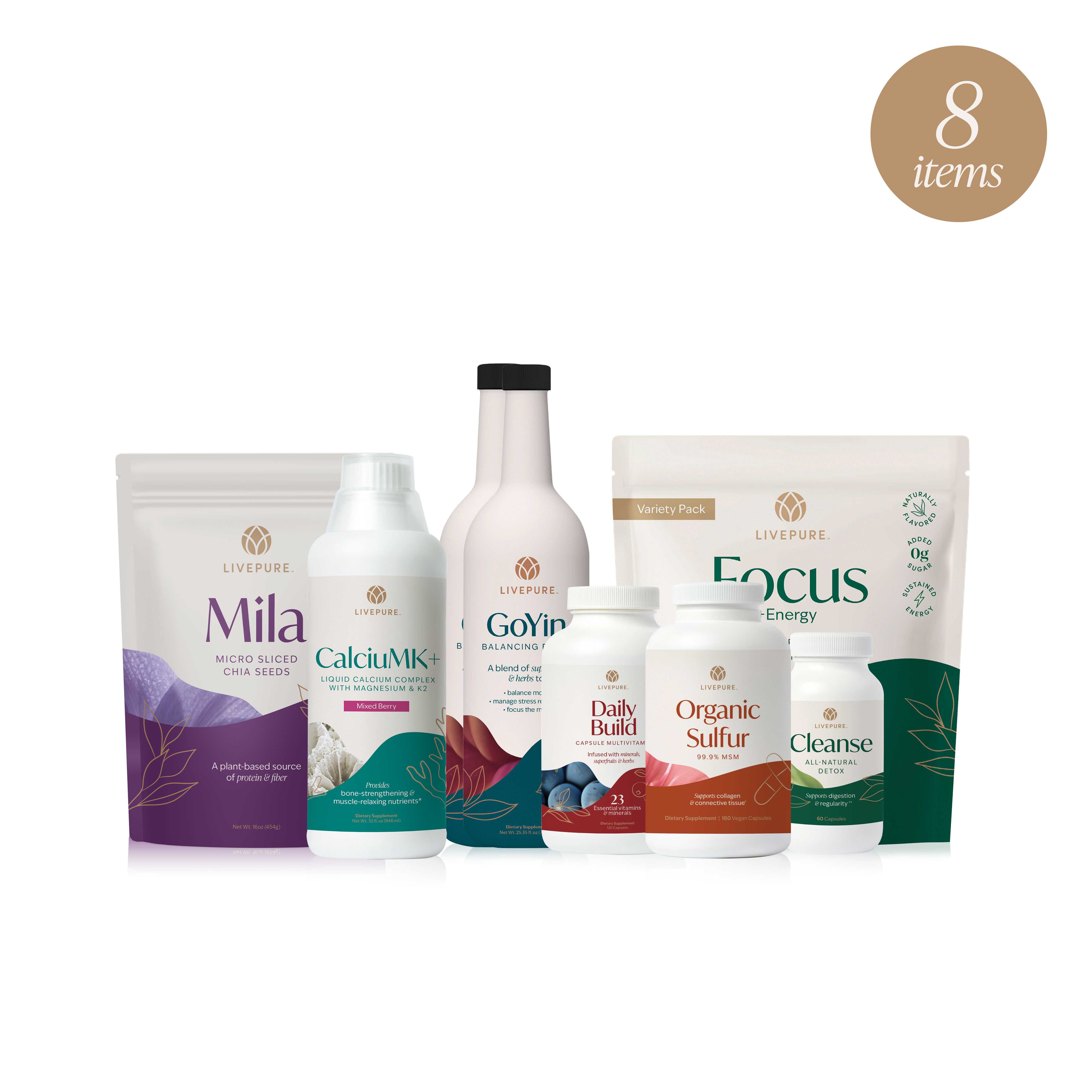 core plus capsules pack offers products to support your wellness journey with a comprehensive blend of vitamins, minerals, antioxidants and all that your body needs on a daily basis. livepure.com