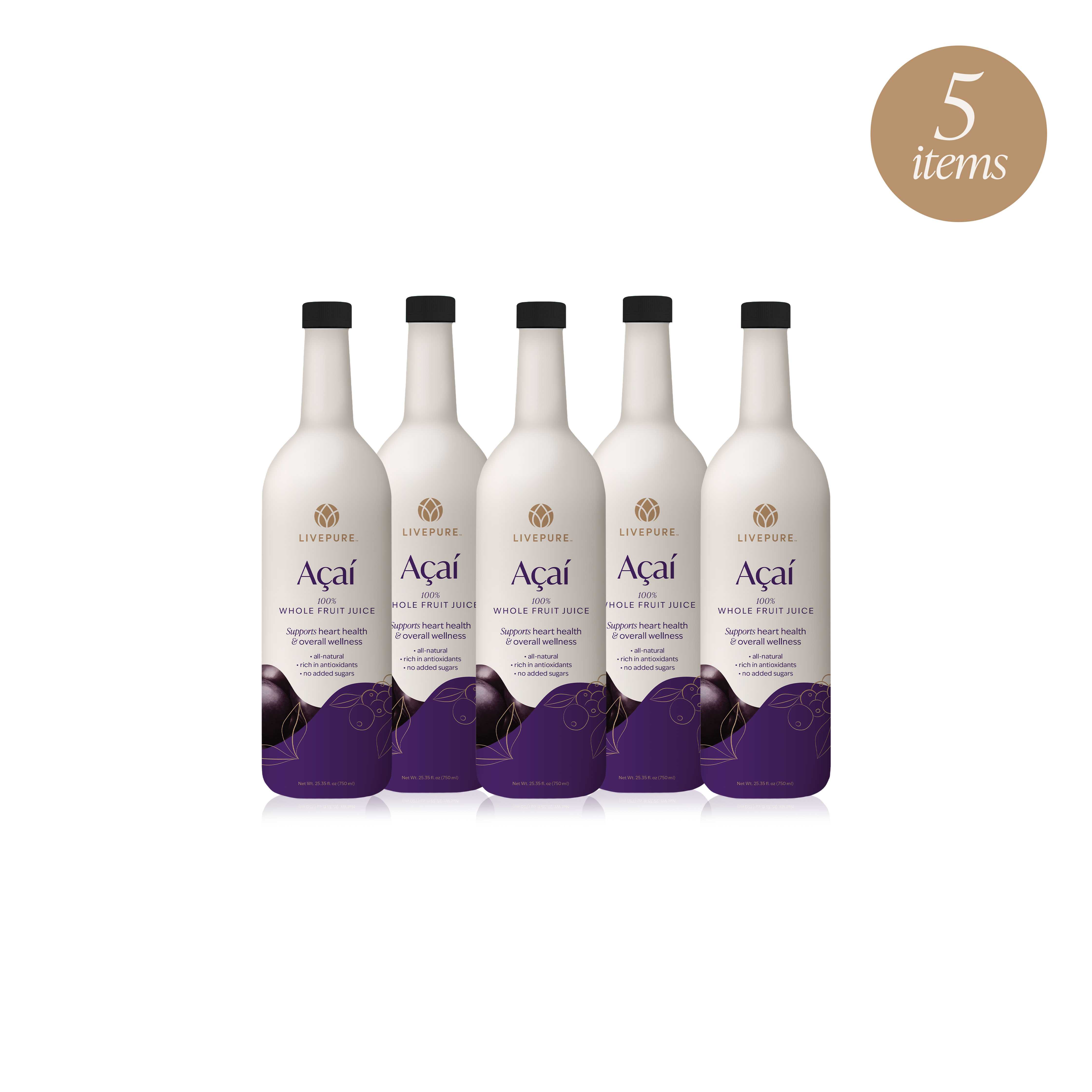 Acai 5 pack. acai juice. livepure.com