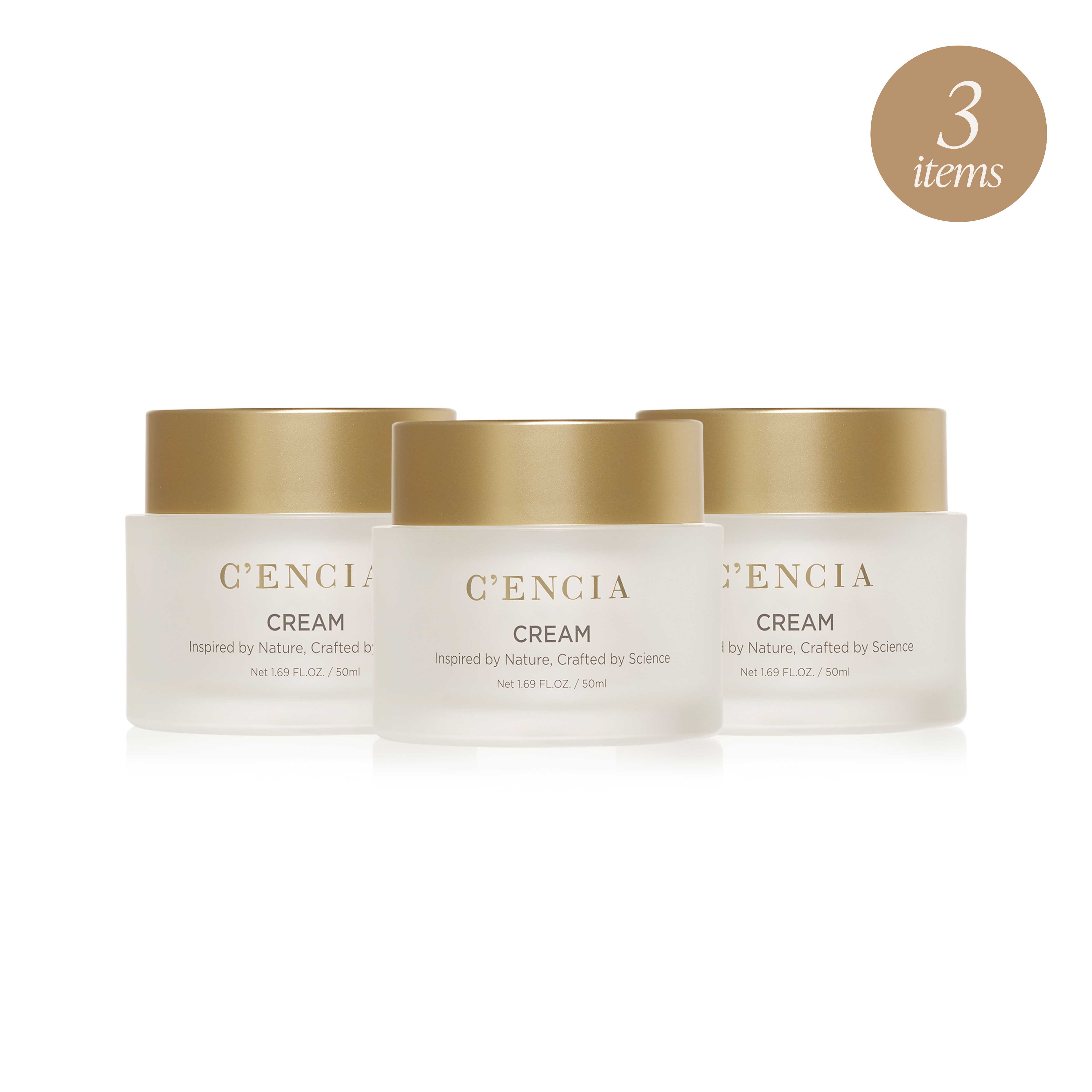 c'encia three cream bundle. skincare bundle. livepure.com