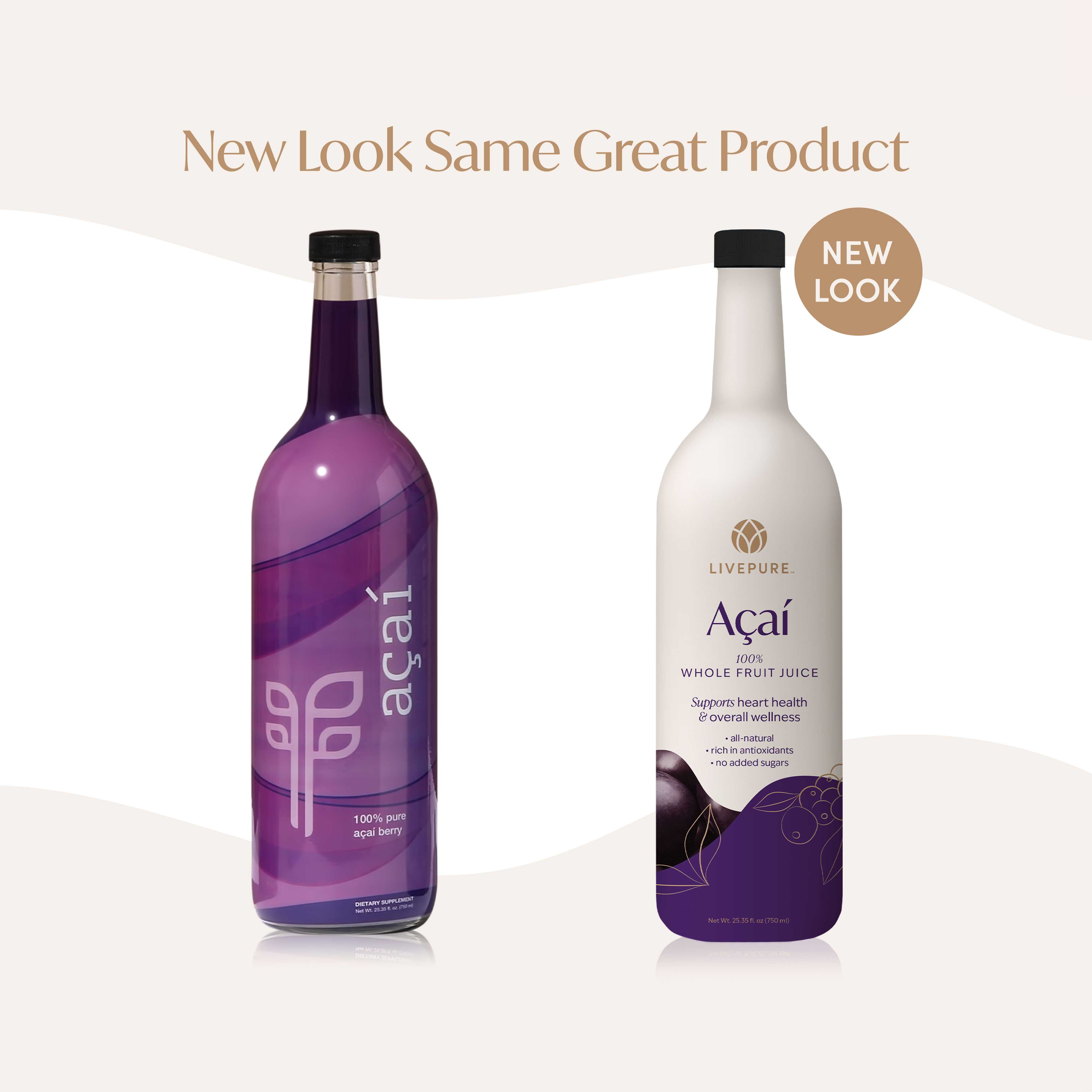 livepure acai superfruit juice, all natural, sugar free, antioxidant rich