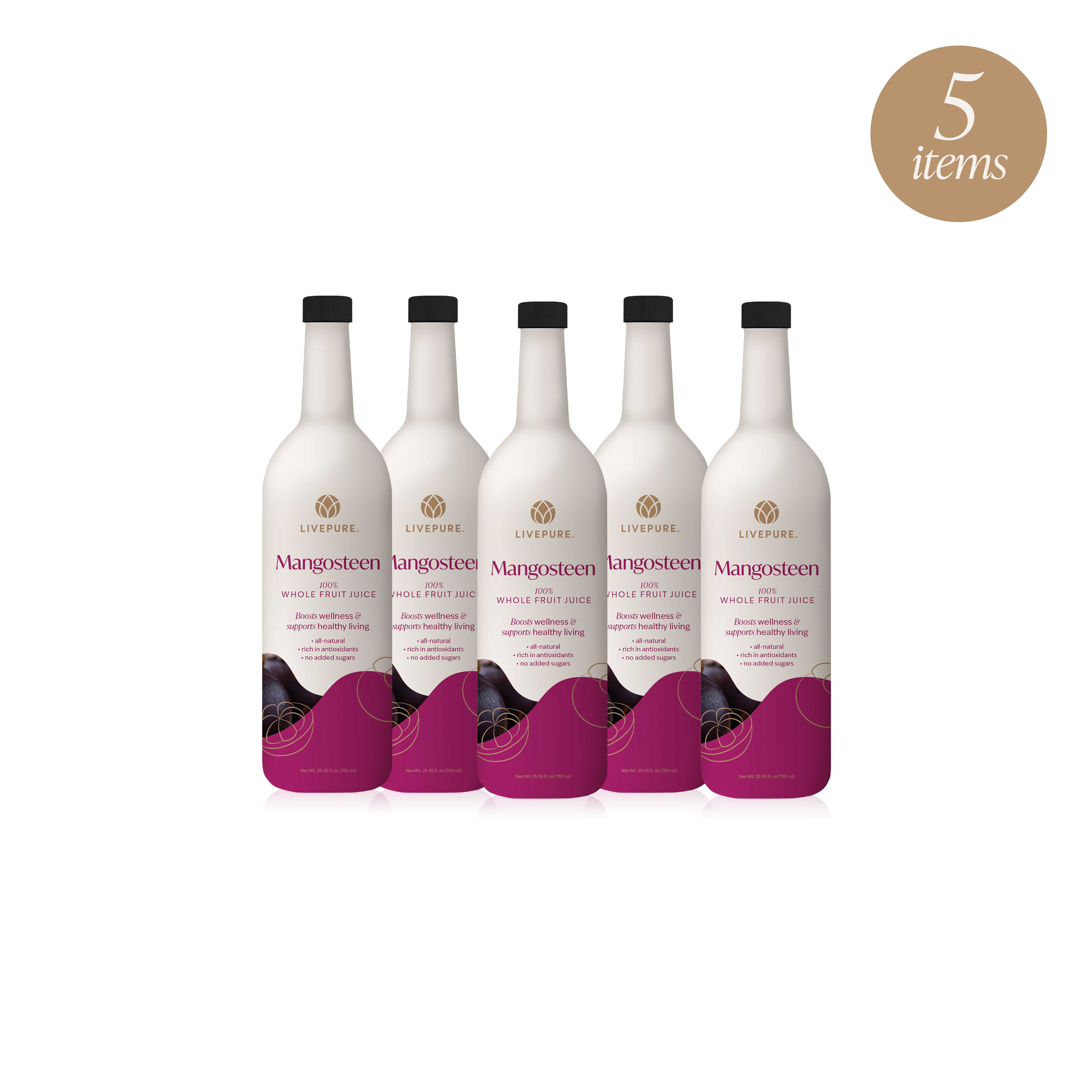 Mangosteen 5-pack. superfruit juice. livepure.com